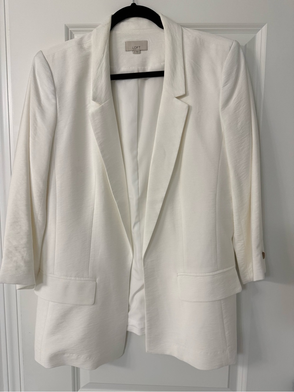 LOFT White Open-Front Longline Blazer